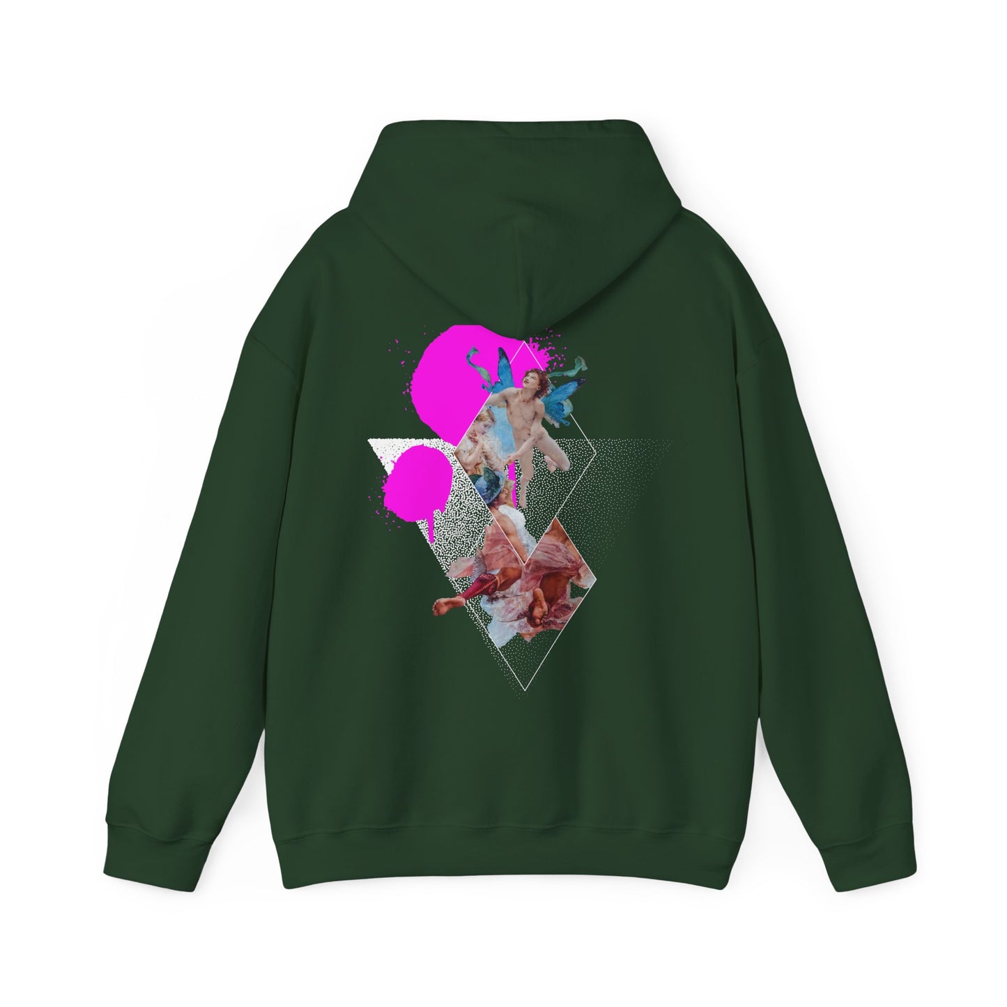 Urban Angel Hoodie: Neon Renaissance Collage - BackBeat Wear