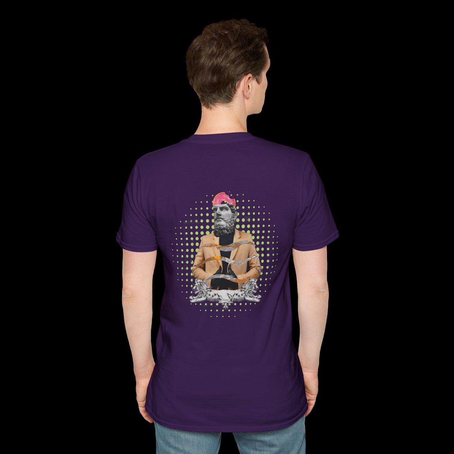 Doughnut Greek Head Collage Tee | Whimsical Urban Art