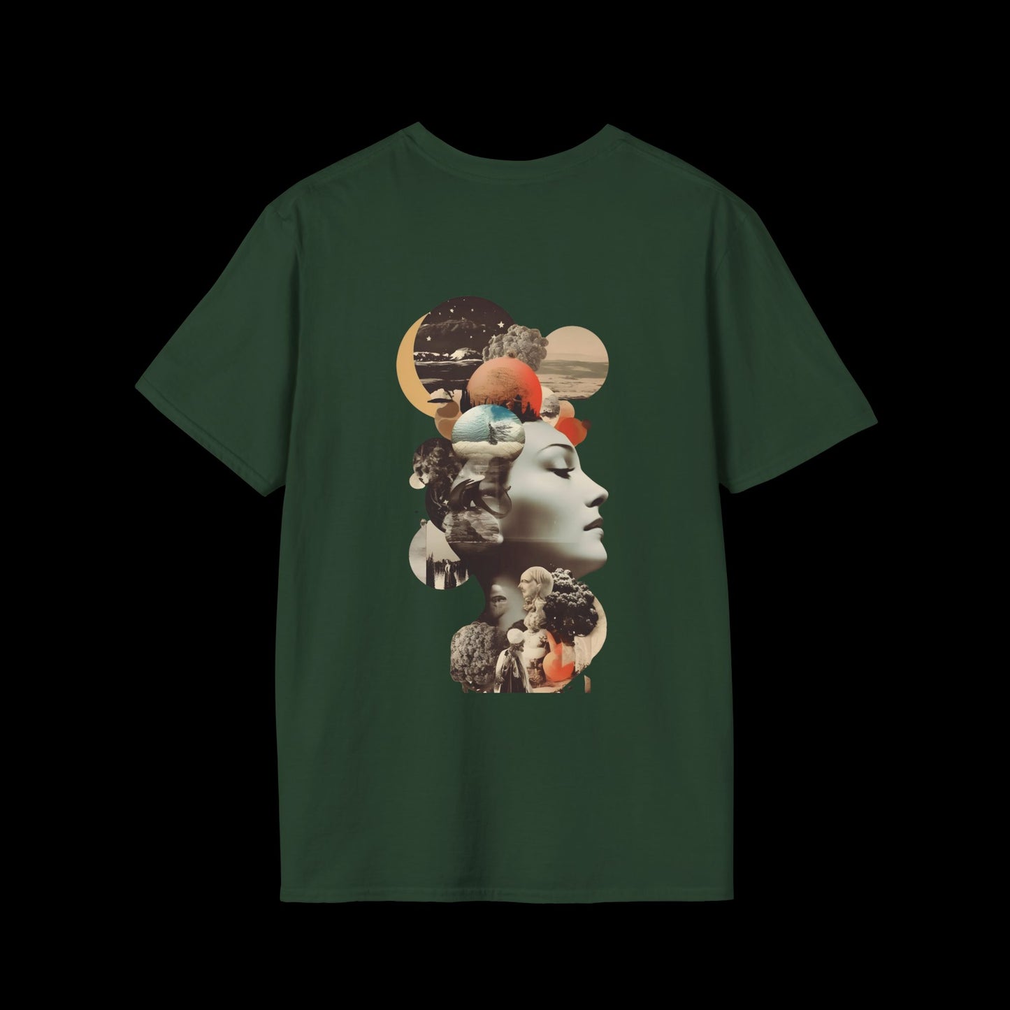 Surreal Femme Collage T-Shirt | Artistic Graphic for Dreamers