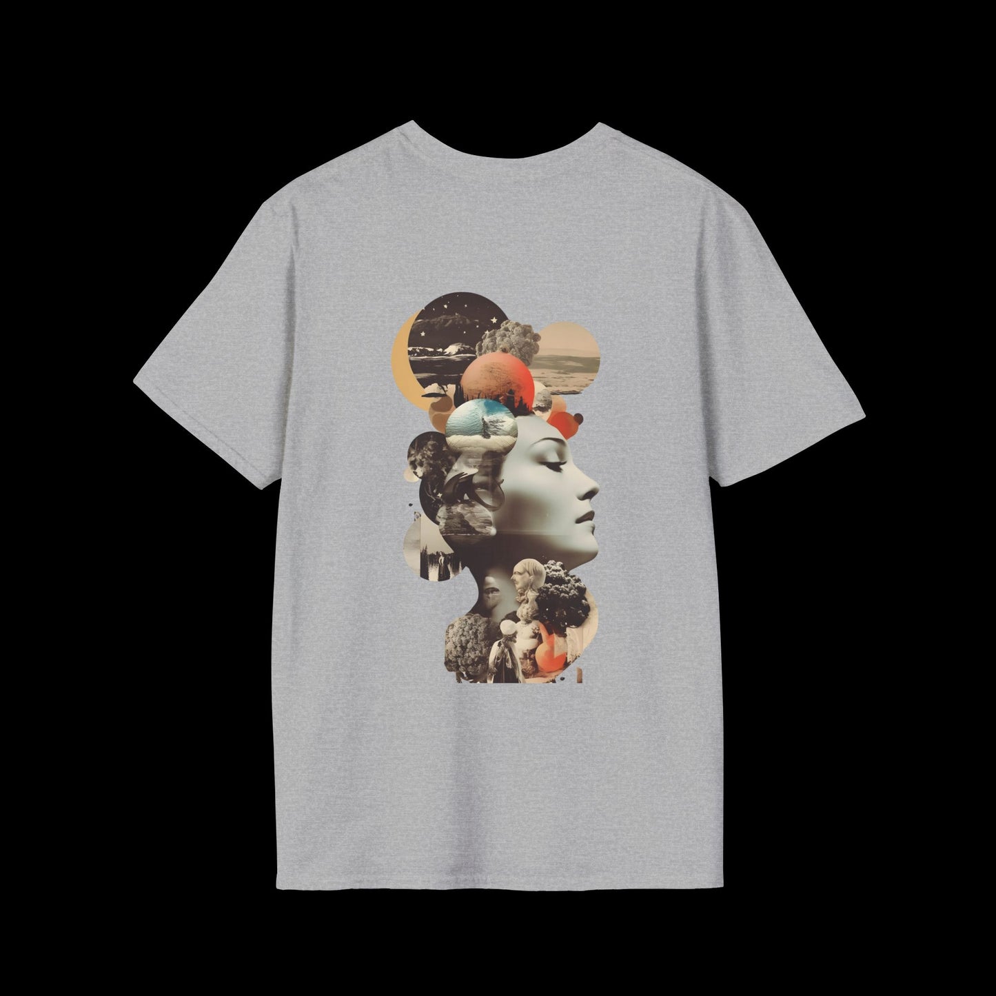 Surreal Femme Collage T-Shirt | Artistic Graphic for Dreamers
