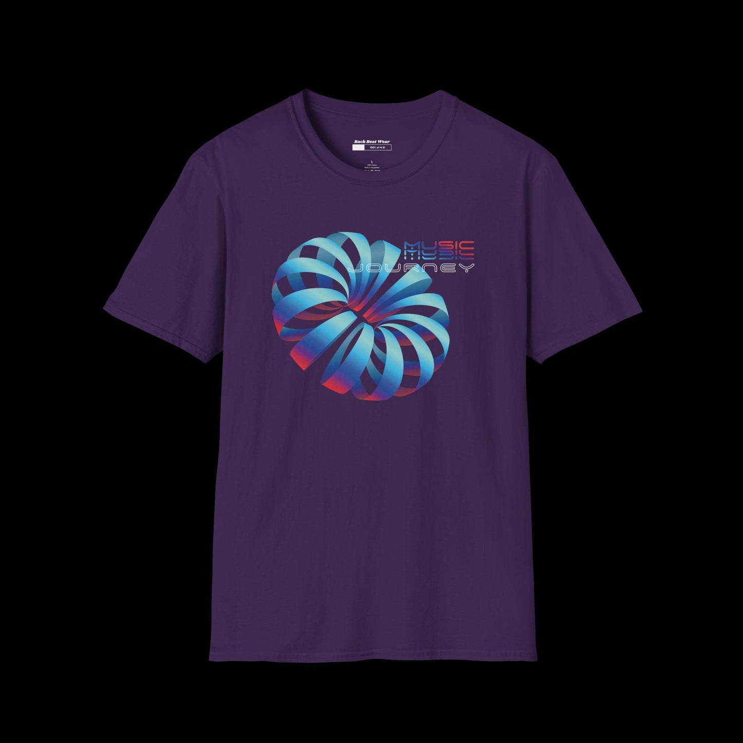 Music Journey Front Print | 3D Abstract Techno Design BackBeat Wear T-Shirt