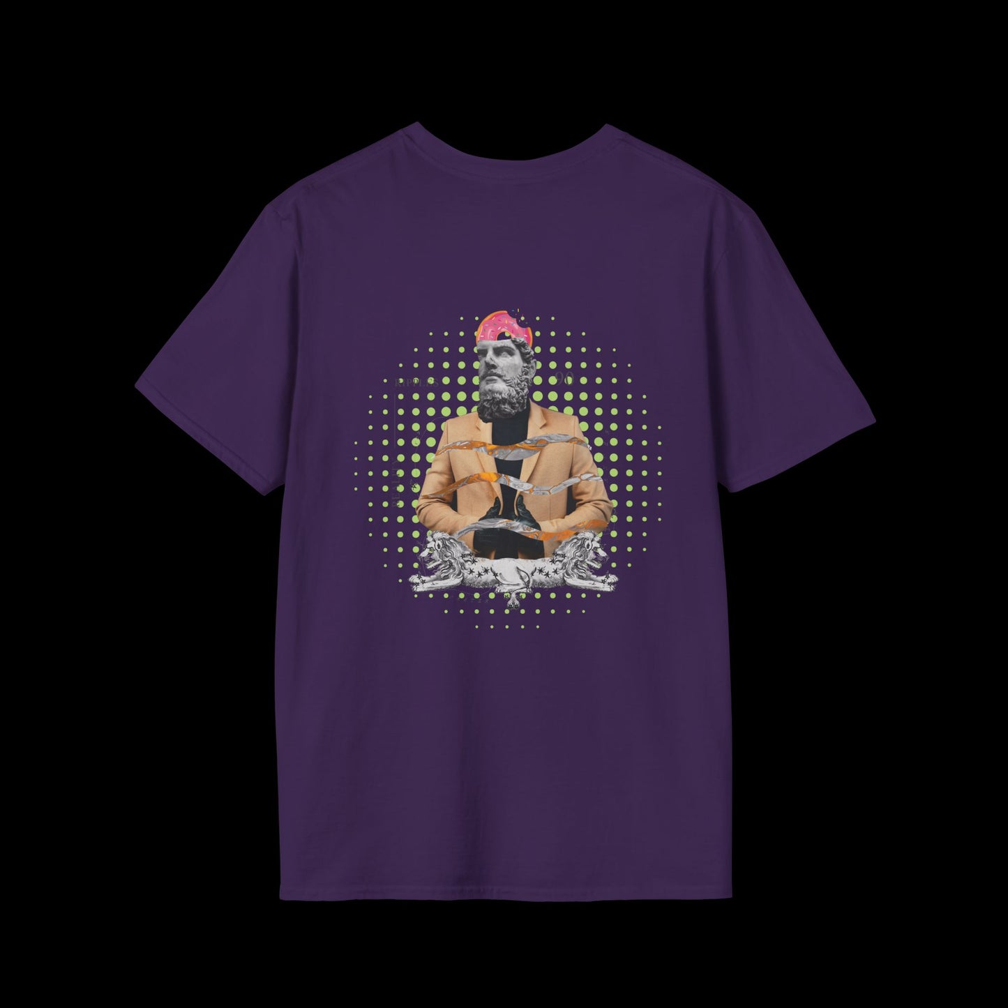 Doughnut Greek Head Collage Tee | Whimsical Urban Art