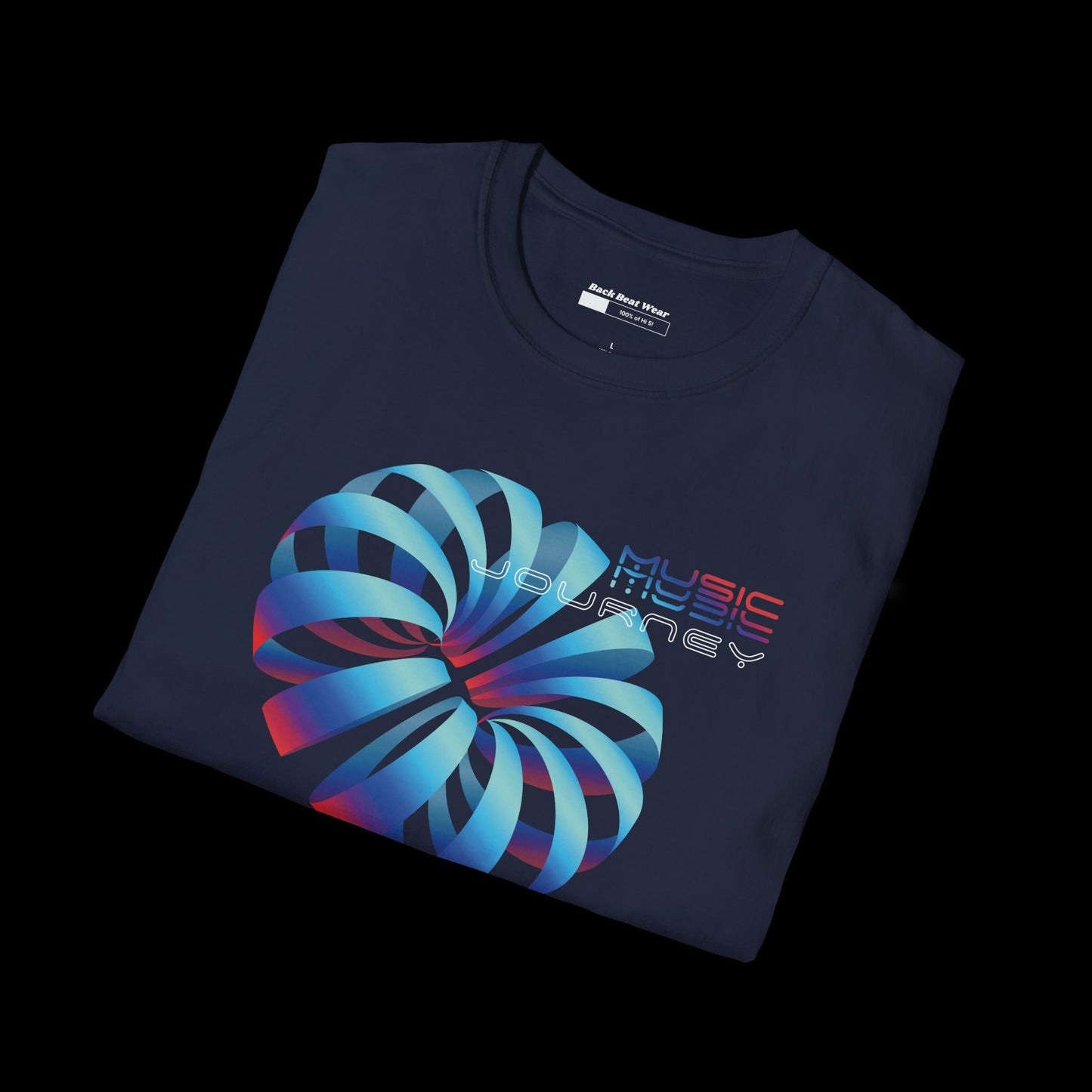 Music Journey Front Print | 3D Abstract Techno Design BackBeat Wear T-Shirt