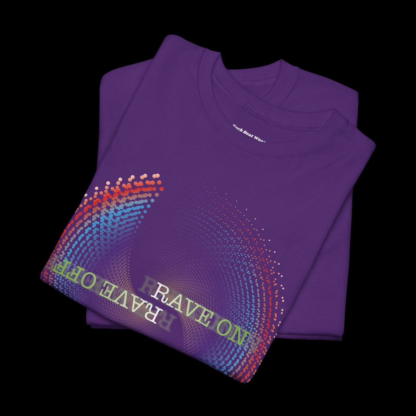 Rave On/Rave Off t-shirt – Front Print Spin Dot Graphic