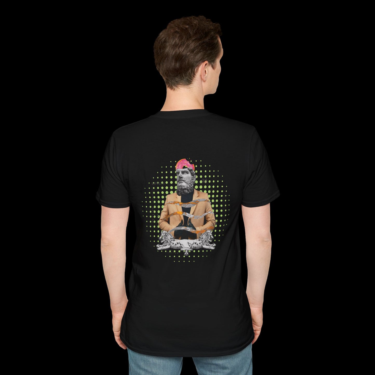 Doughnut Greek Head Collage Tee | Whimsical Urban Art