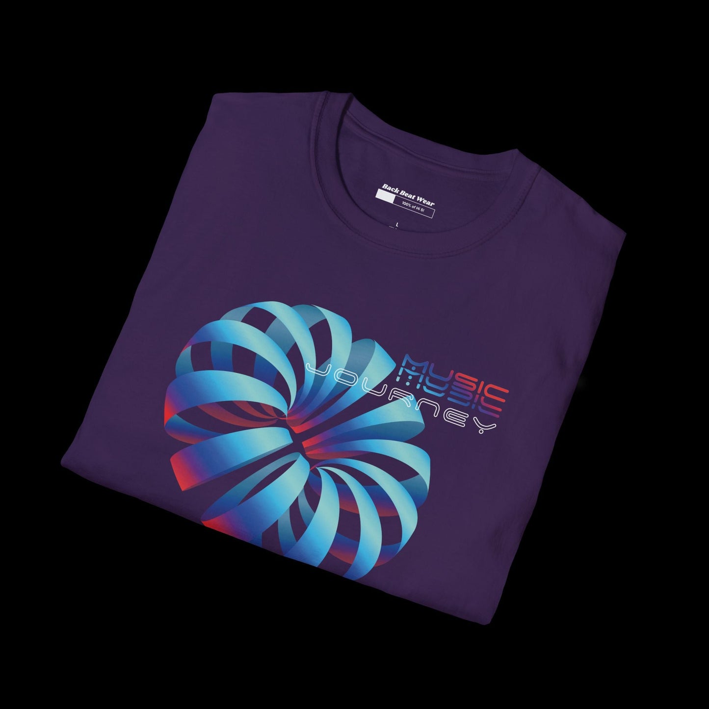 Music Journey Front Print | 3D Abstract Techno Design BackBeat Wear T-Shirt