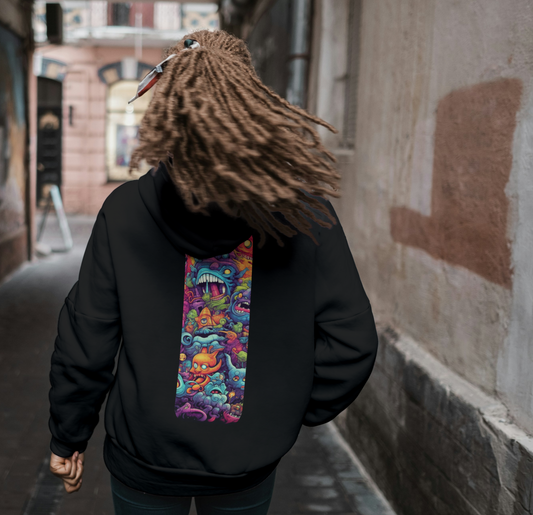 Vibrant Monsters Graphic Hoodie – Colorful Chaos in Streetwear - BackBeat Wear