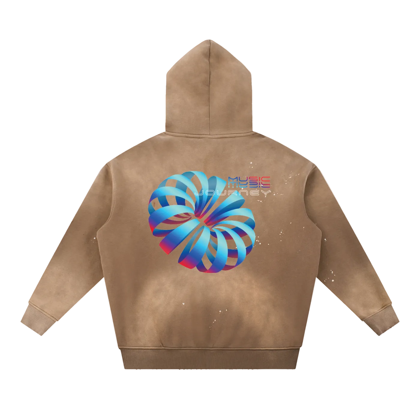 Music Journey Back Print Hoodie — Neon 3D Rave Graphic