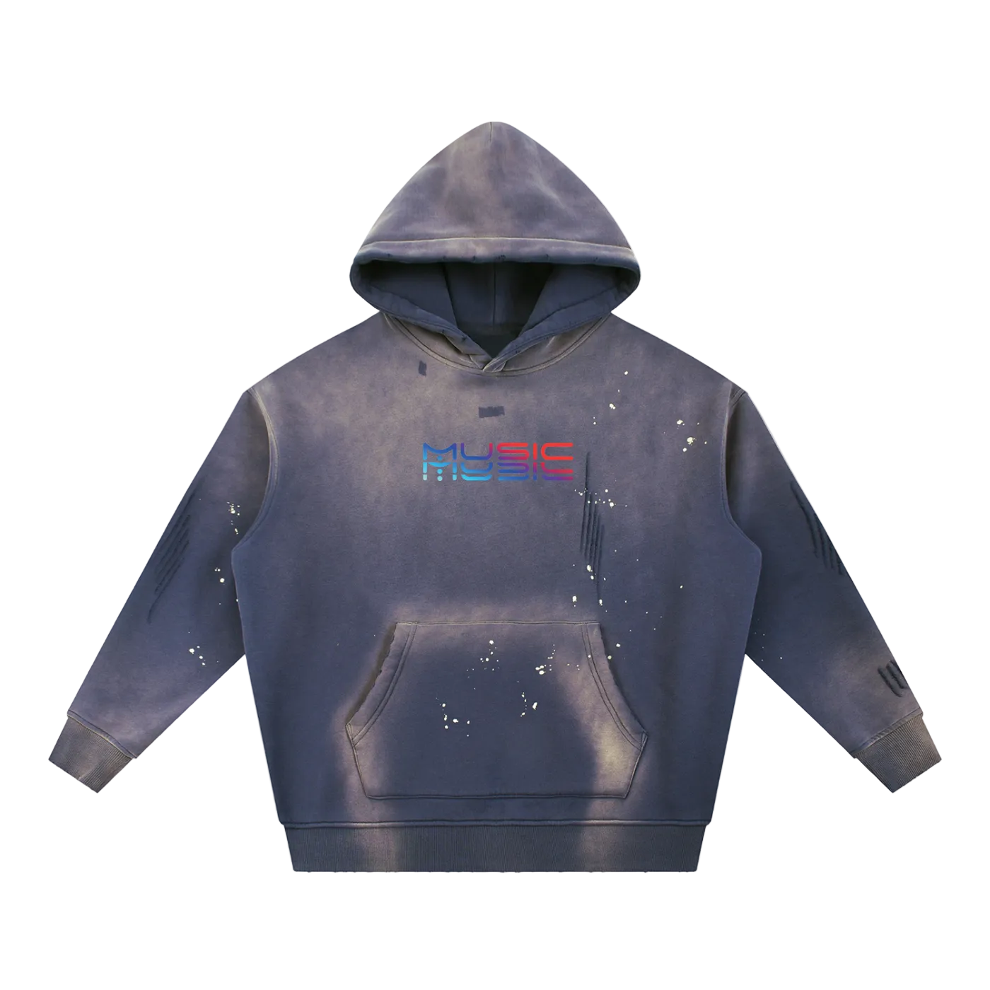 Music Journey Back Print Hoodie — Neon 3D Rave Graphic