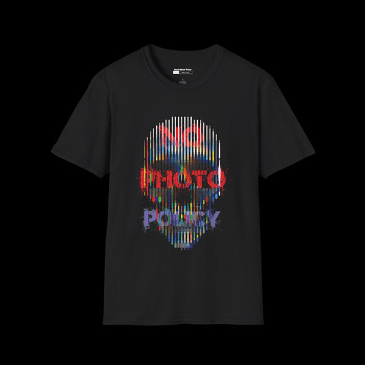 No Photo Policy: Glitch Skull Front Print  BackBeat Wear T-Shirt
