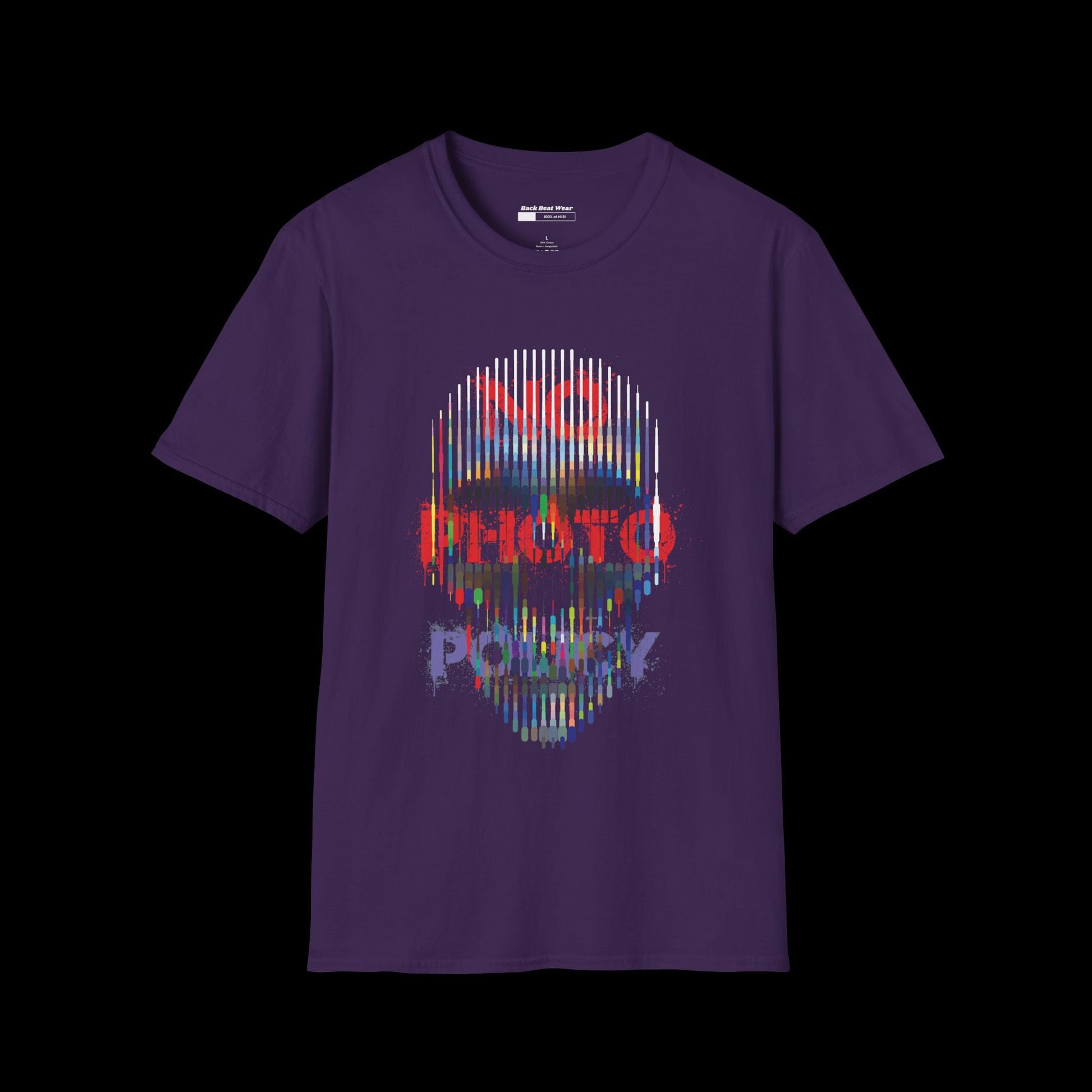 No Photo Policy: Glitch Skull Front Print  BackBeat Wear T-Shirt