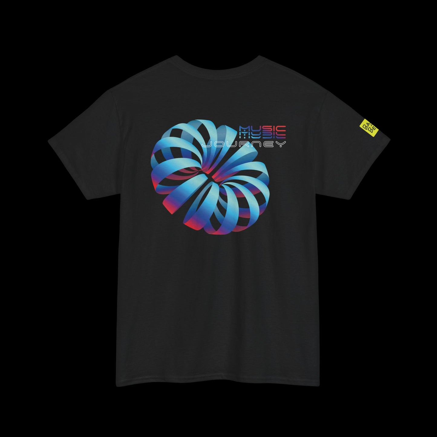 Music Journey Back Print t-shirt — 3D Neon Techno Graphic