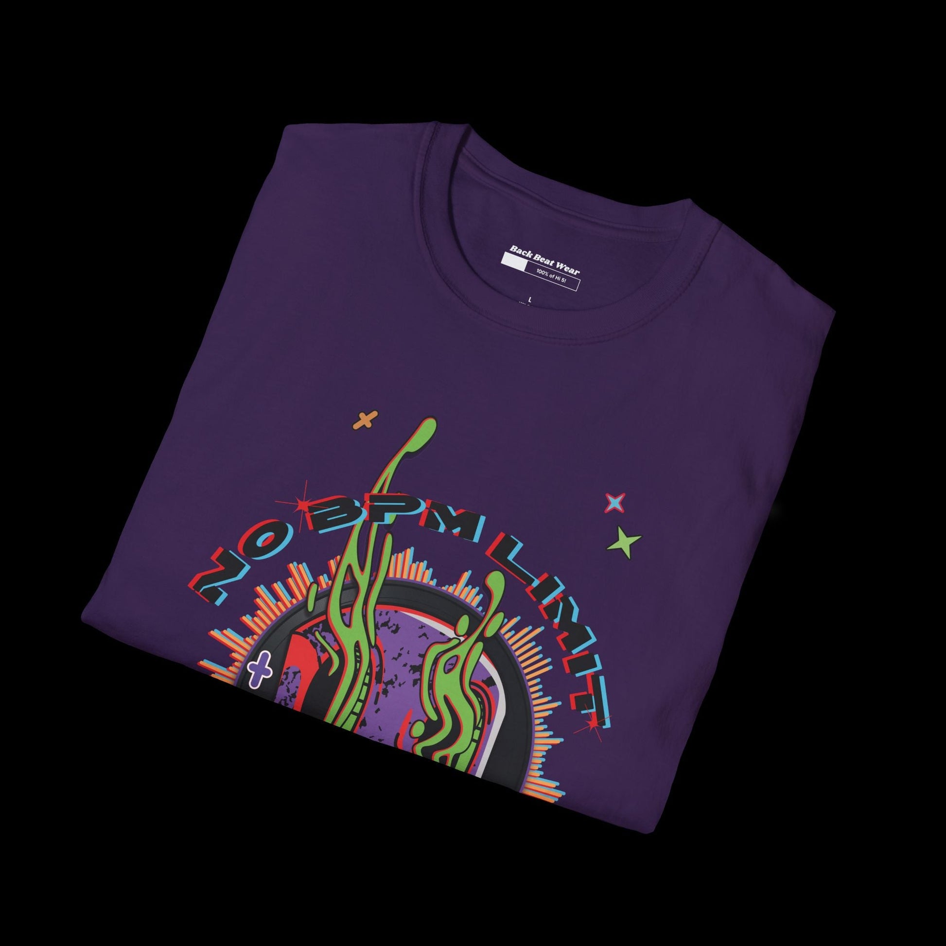 No BPM Limit Vinyl Skull Front Print  BackBeat Wear T-Shirt