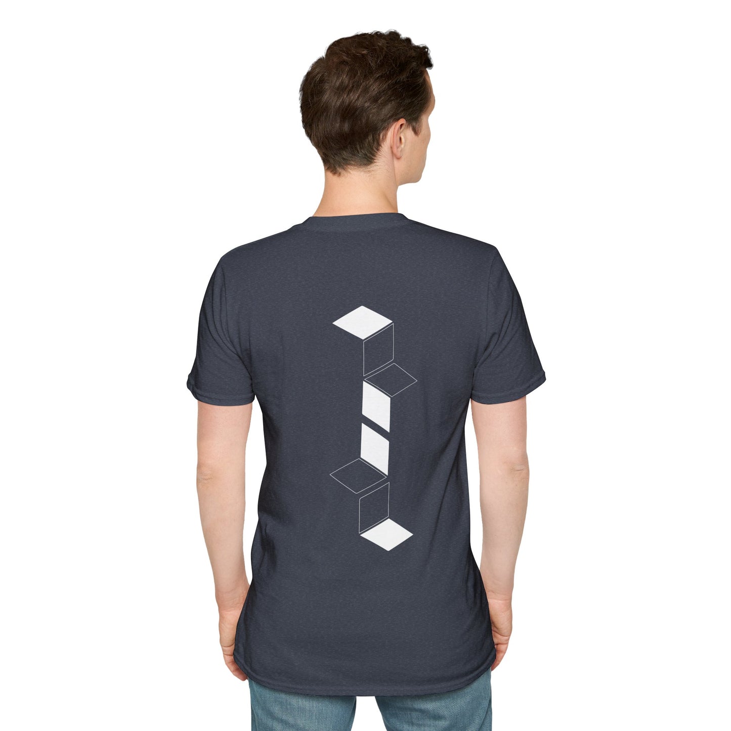 White Geometric Cube Design T-Shirt | Optical Illusion | Backbeat Wear