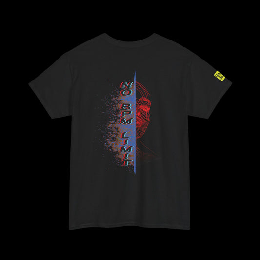 No BPM Limit Back Print t-shirt — Fragmented Face Techno Graphic