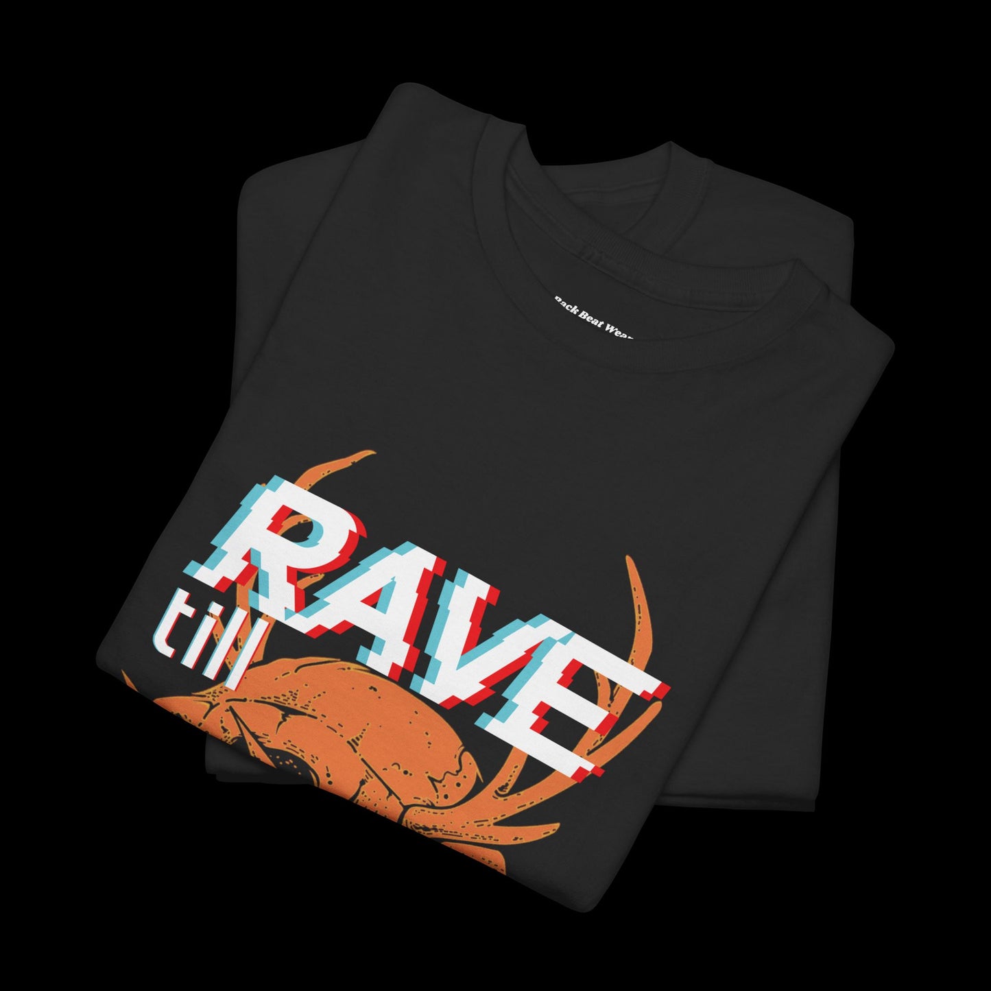 Rave Till the Grave Front Print t-shirt — Glitch Skull Rave Graphic