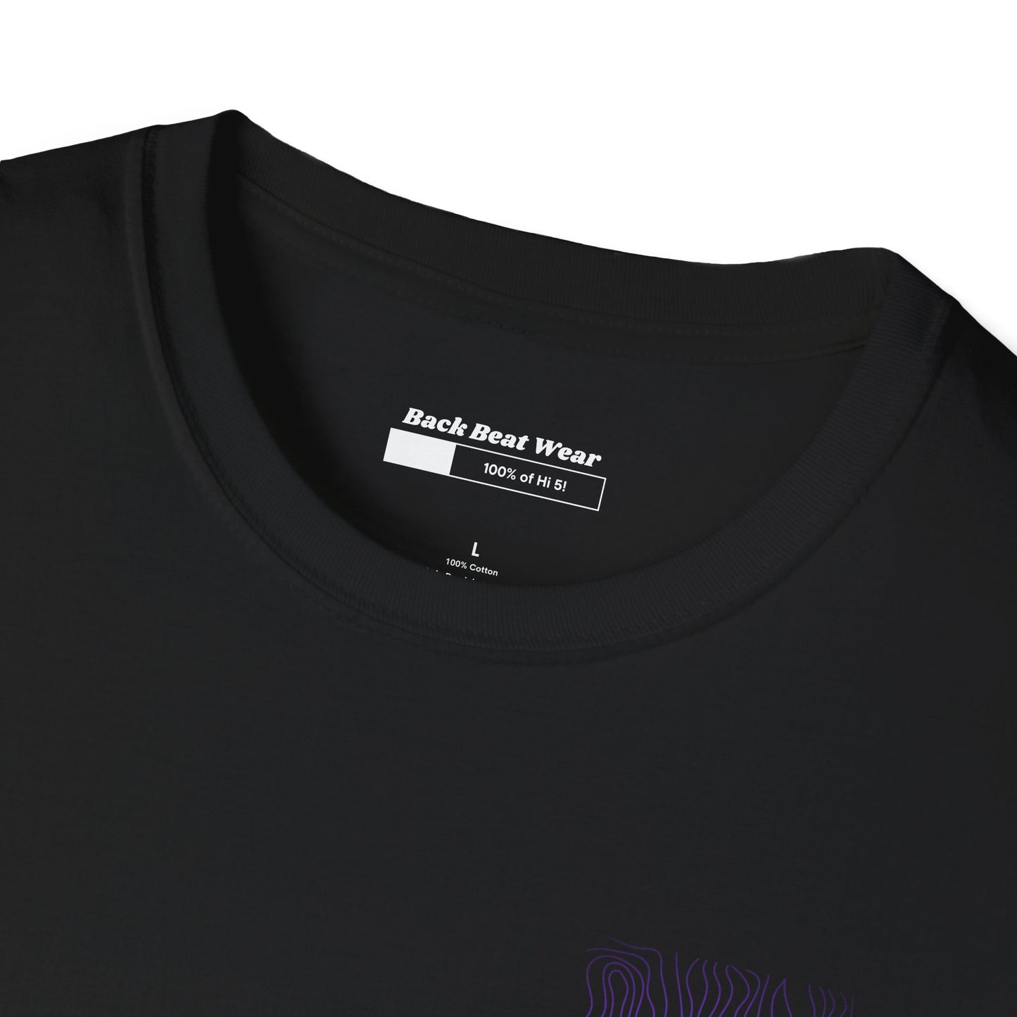 OK AHA...WHATEVER black T-Shirt featuring abstract purple contour lines and bold white typography, perfect for streetwear and laid-back vibes.