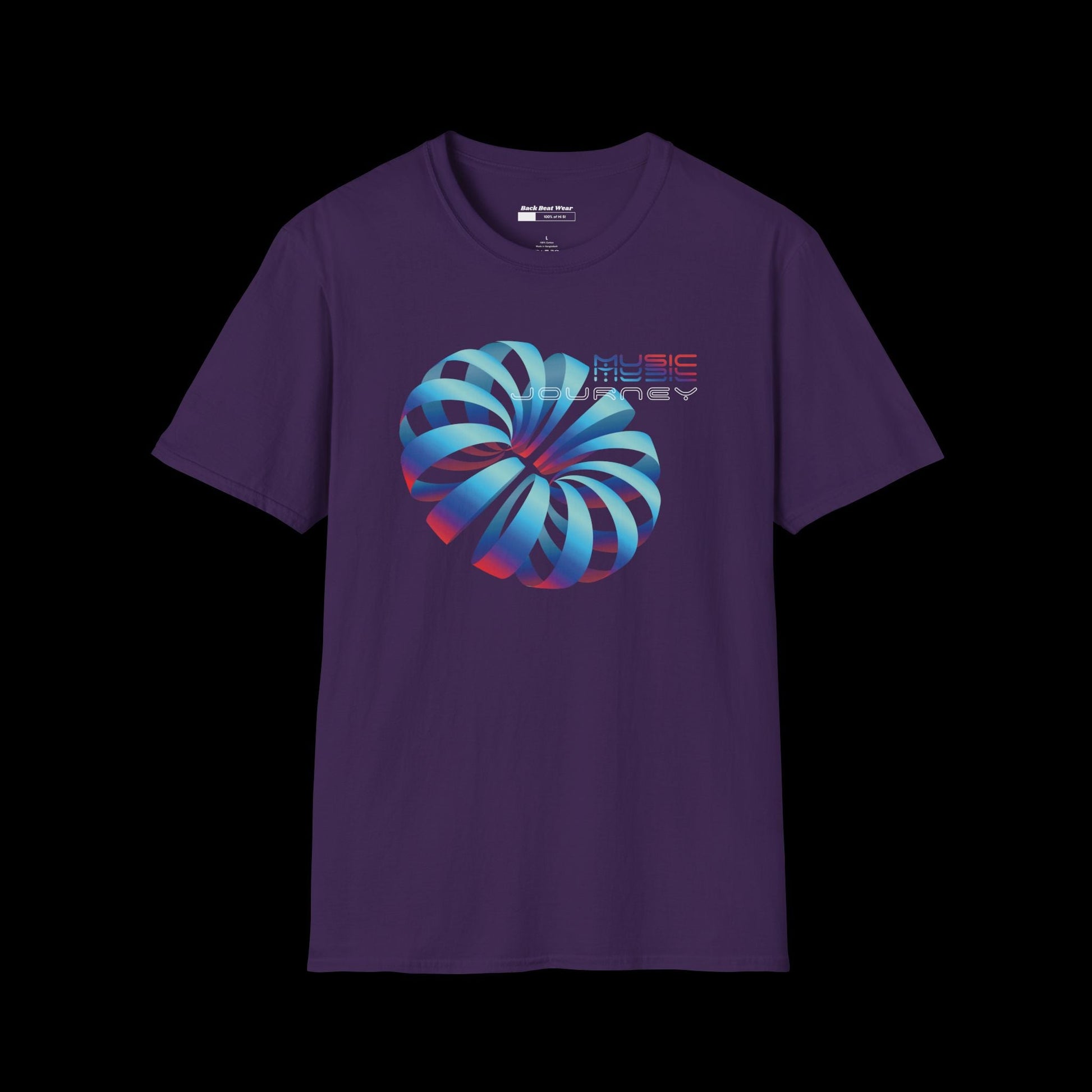 Music Journey Front Print | 3D Abstract Techno Design  BackBeat Wear T-Shirt