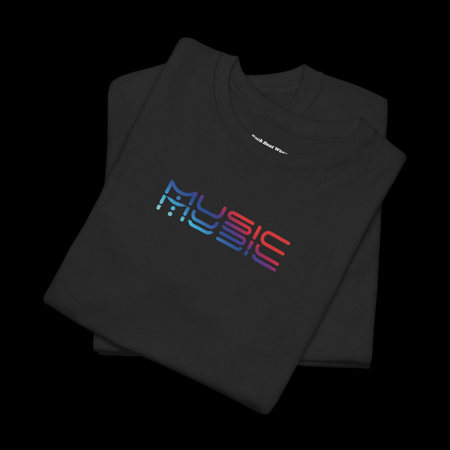 Music Journey Back Print t-shirt — 3D Neon Techno Graphic