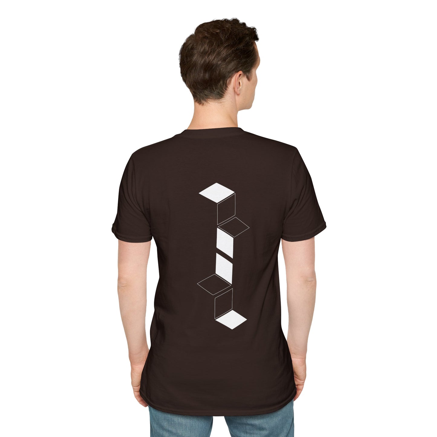 White Geometric Cube Design T-Shirt | Optical Illusion | Backbeat Wear