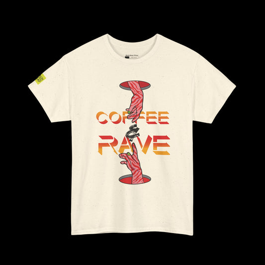Coffee & Rave T-Shirt | Bold Festival Front Graphic Tee
