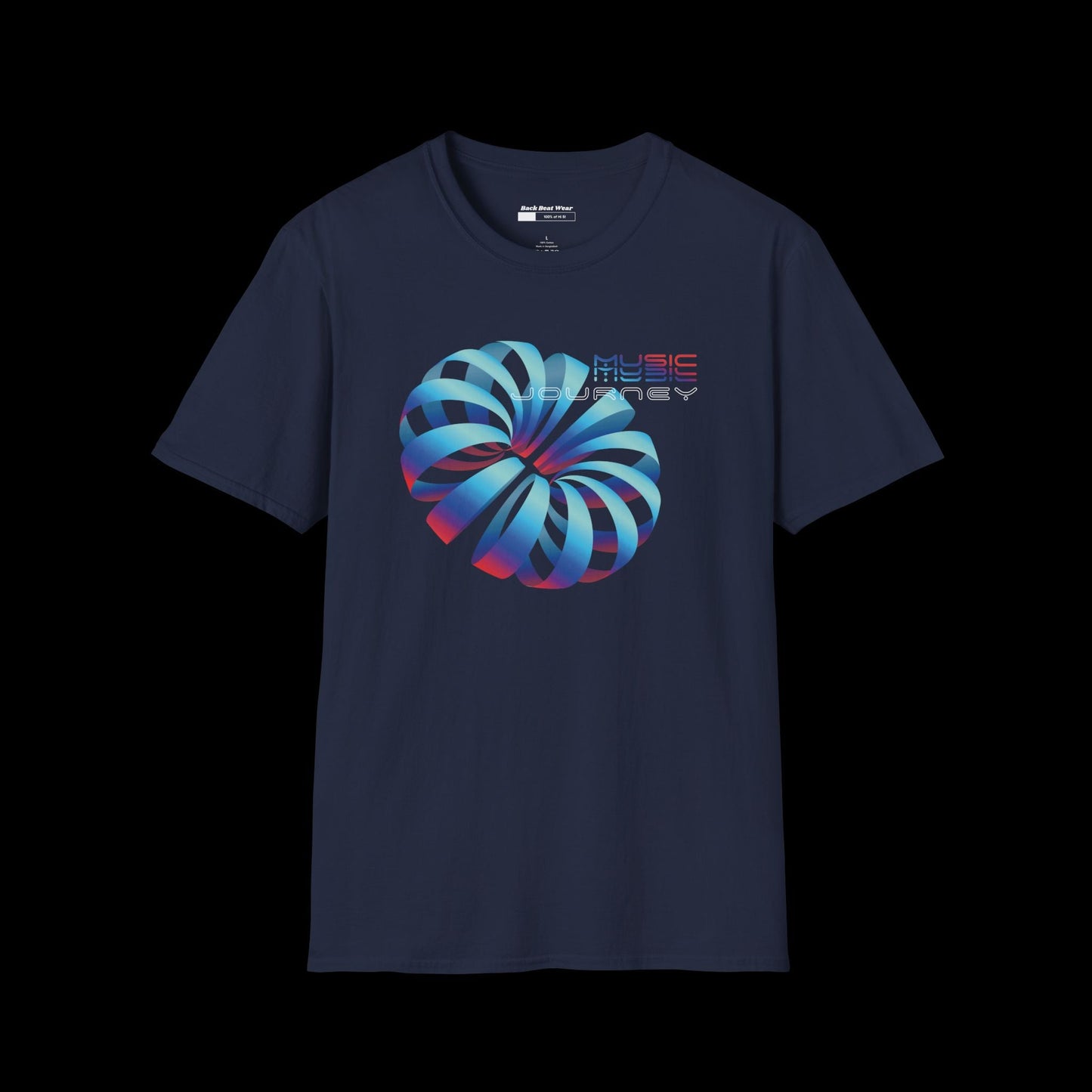 Music Journey Front Print | 3D Abstract Techno Design  BackBeat Wear T-Shirt