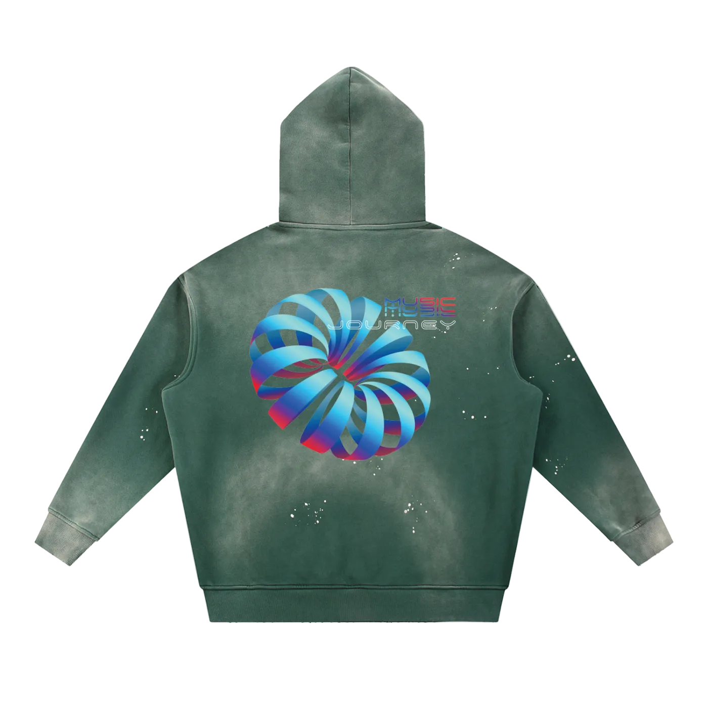 Music Journey Back Print Hoodie — Neon 3D Rave Graphic