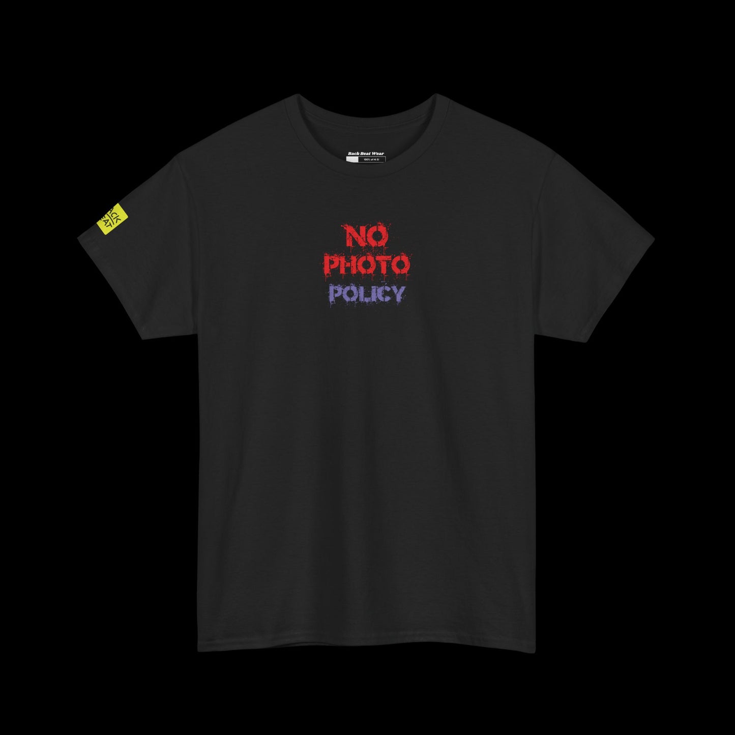 No Photo Policy Back Print t-shirt — Glitch Skull Rave Graphic