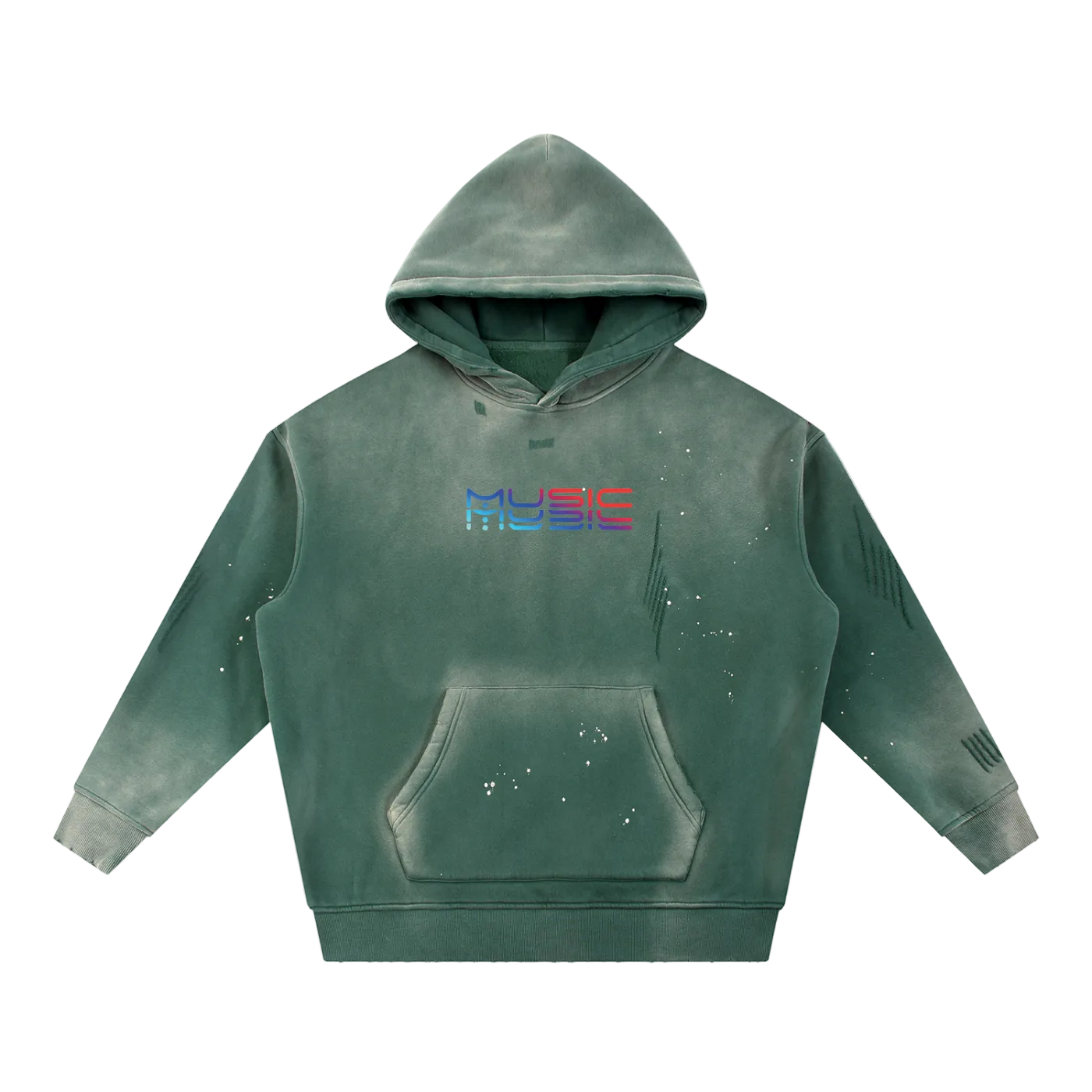 Music Journey Back Print Hoodie — Neon 3D Rave Graphic