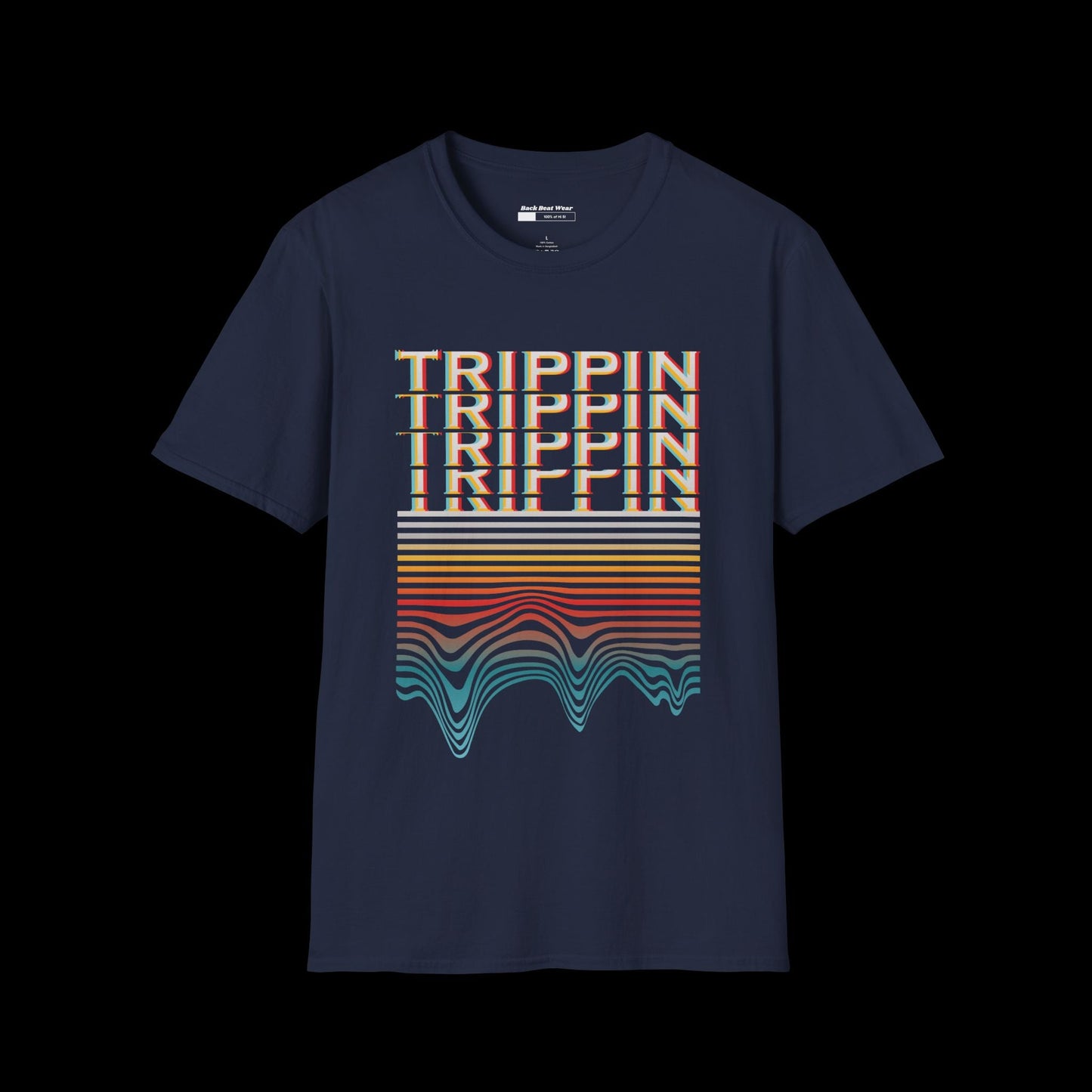 Trippin T-Shirt Front Print | Retro Melted Typography Graphic Tee  BackBeat Wear T-Shirt