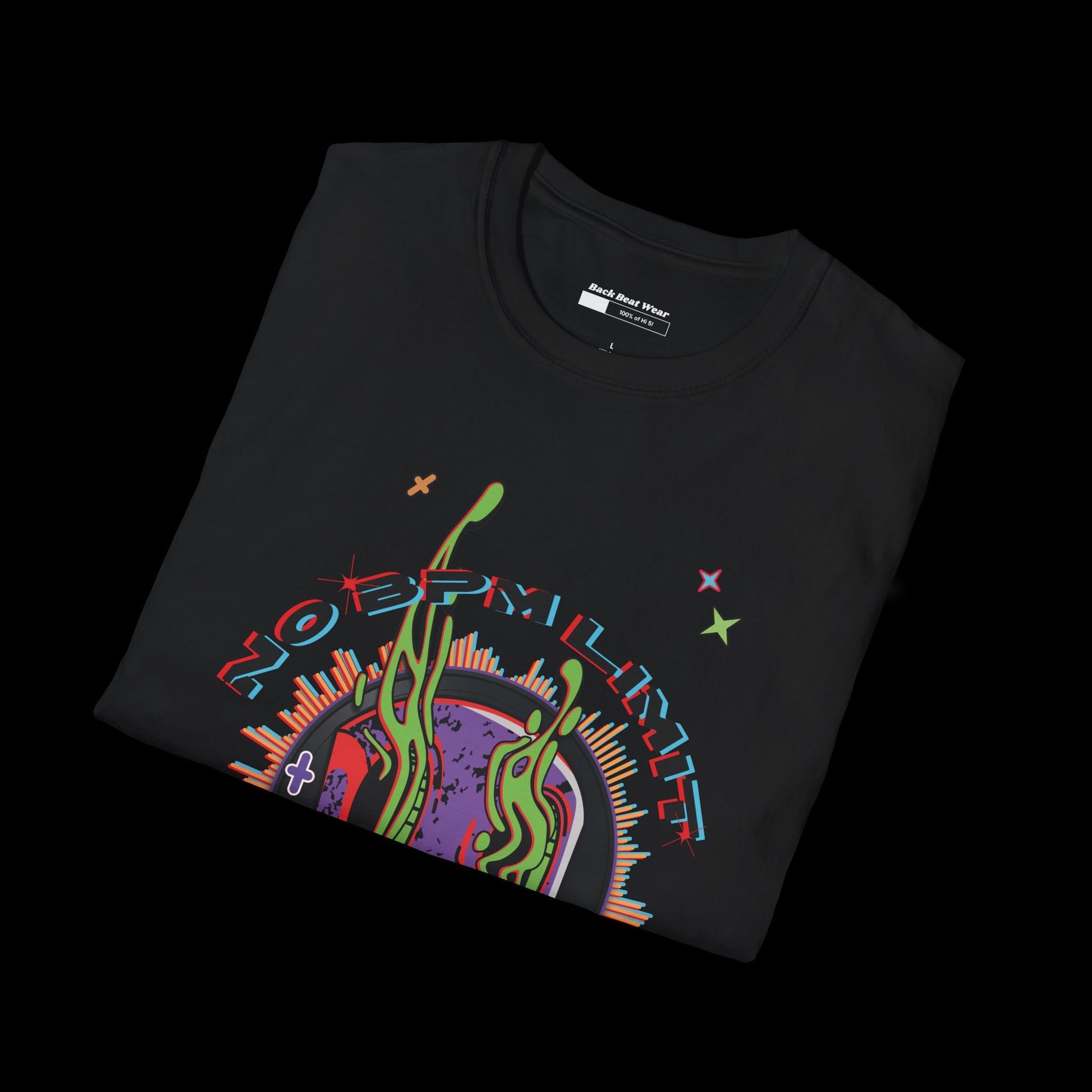 No BPM Limit Vinyl Skull Front Print  BackBeat Wear T-Shirt