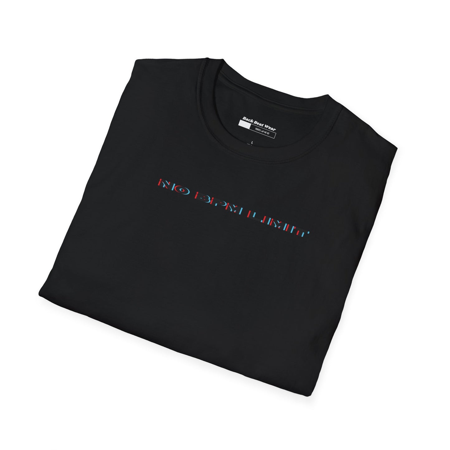 A vibrant black t-shirt design featuring a melting vinyl skull surrounded by colorful waveforms and trippy accents, with the text "No BPM Limit