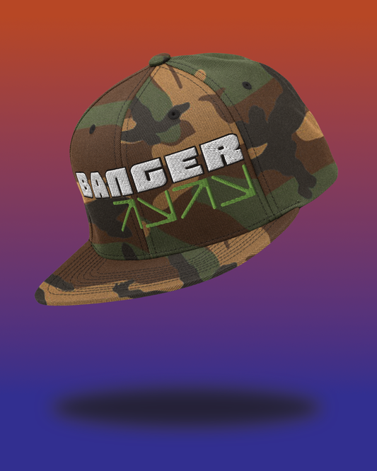 BANGER Camo Snapback Hat — Rave Streetwear Cap