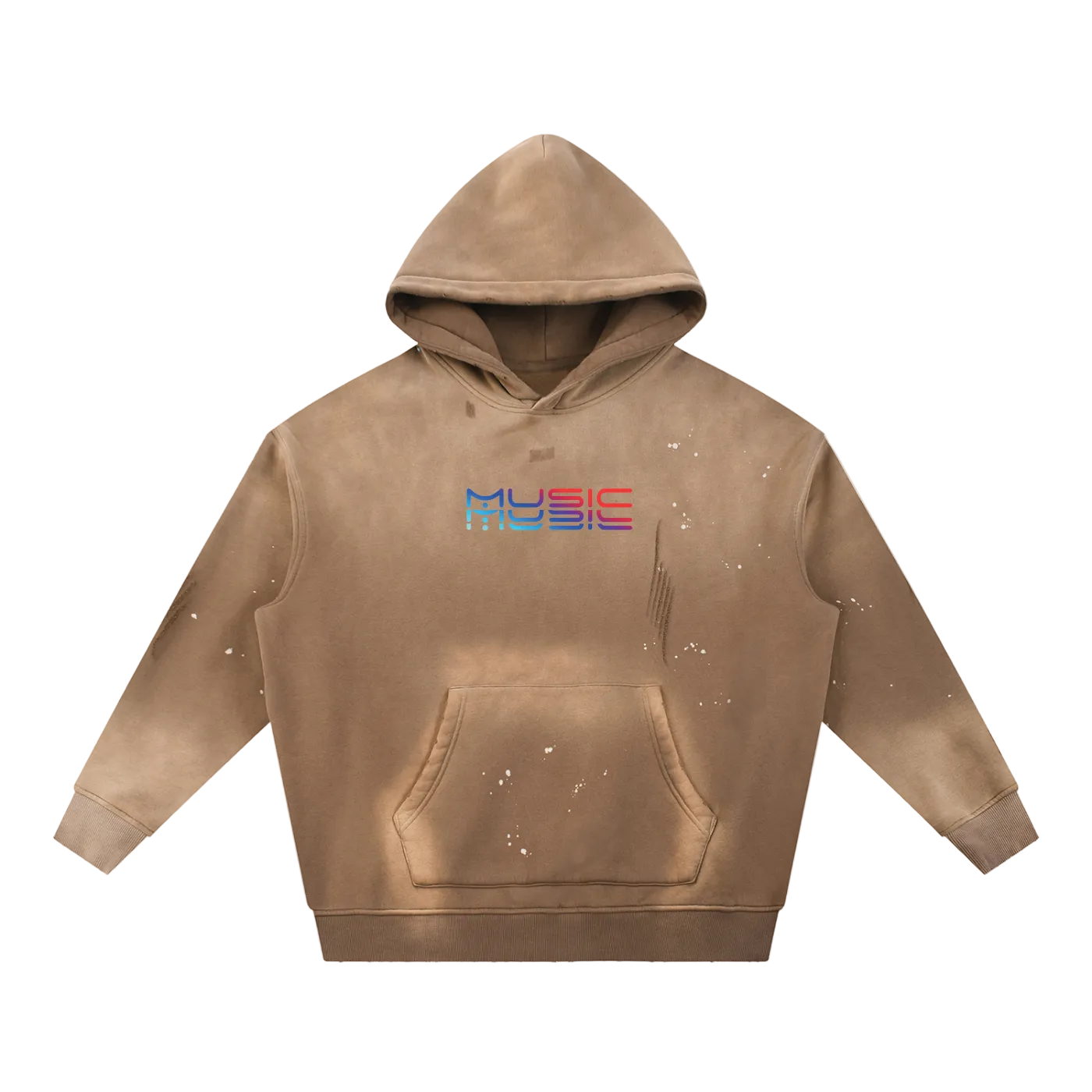 Music Journey Back Print Hoodie — Neon 3D Rave Graphic